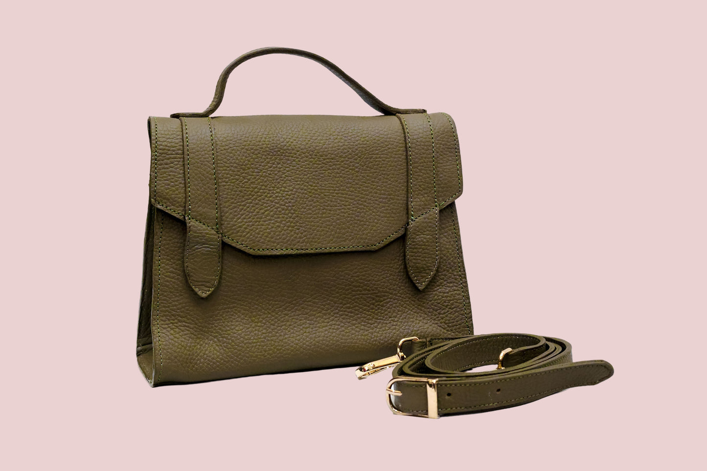 Diana bag in olive natural dyed milled leather