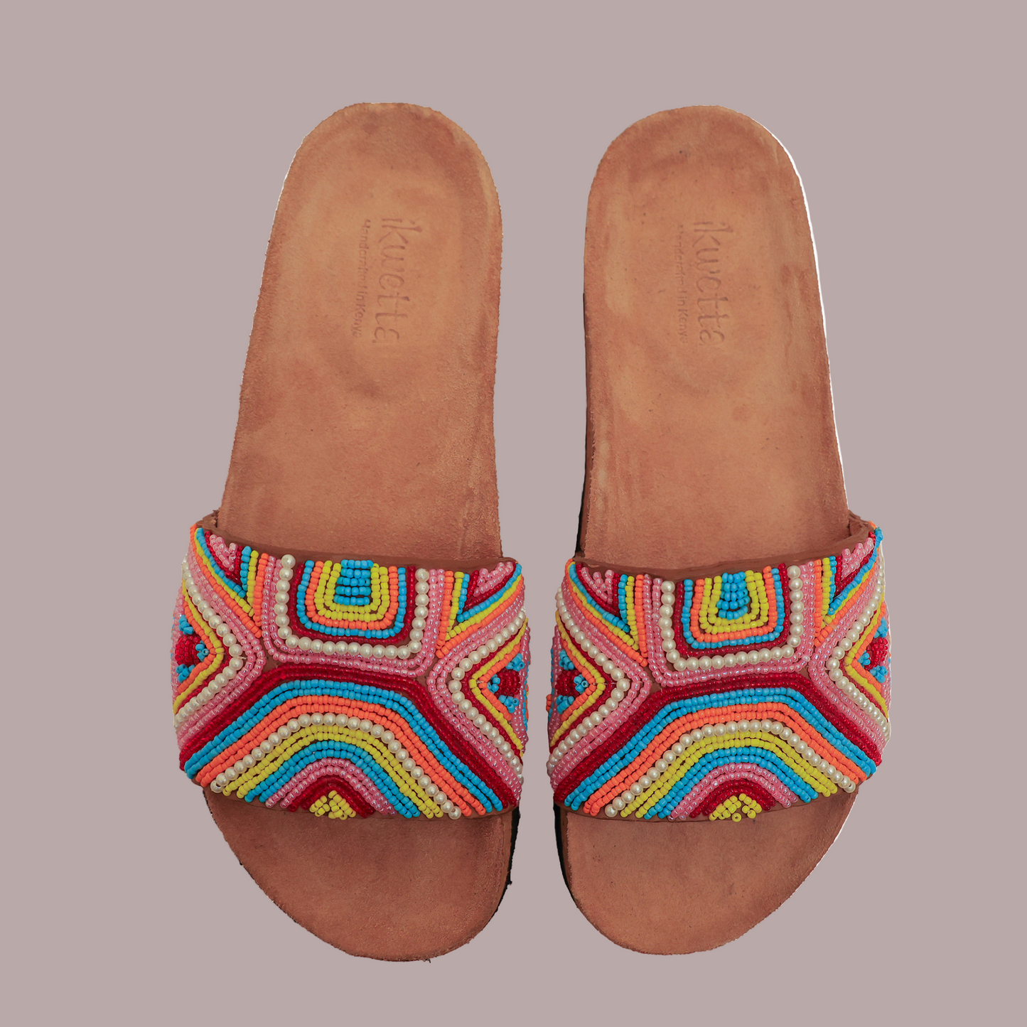 Inca slides with cork footbed and Maasai beaded upper