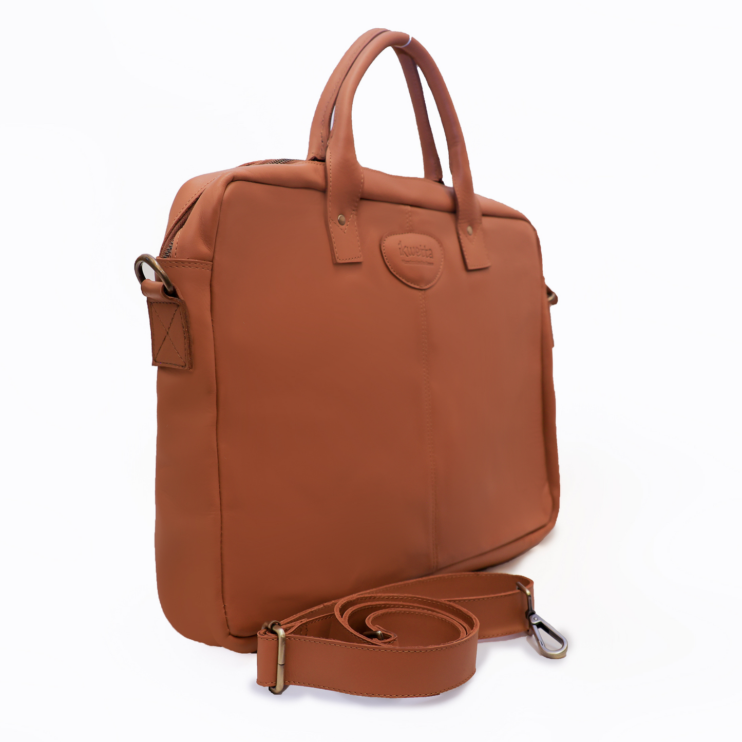 Louis laptop bag in tan crunch leather