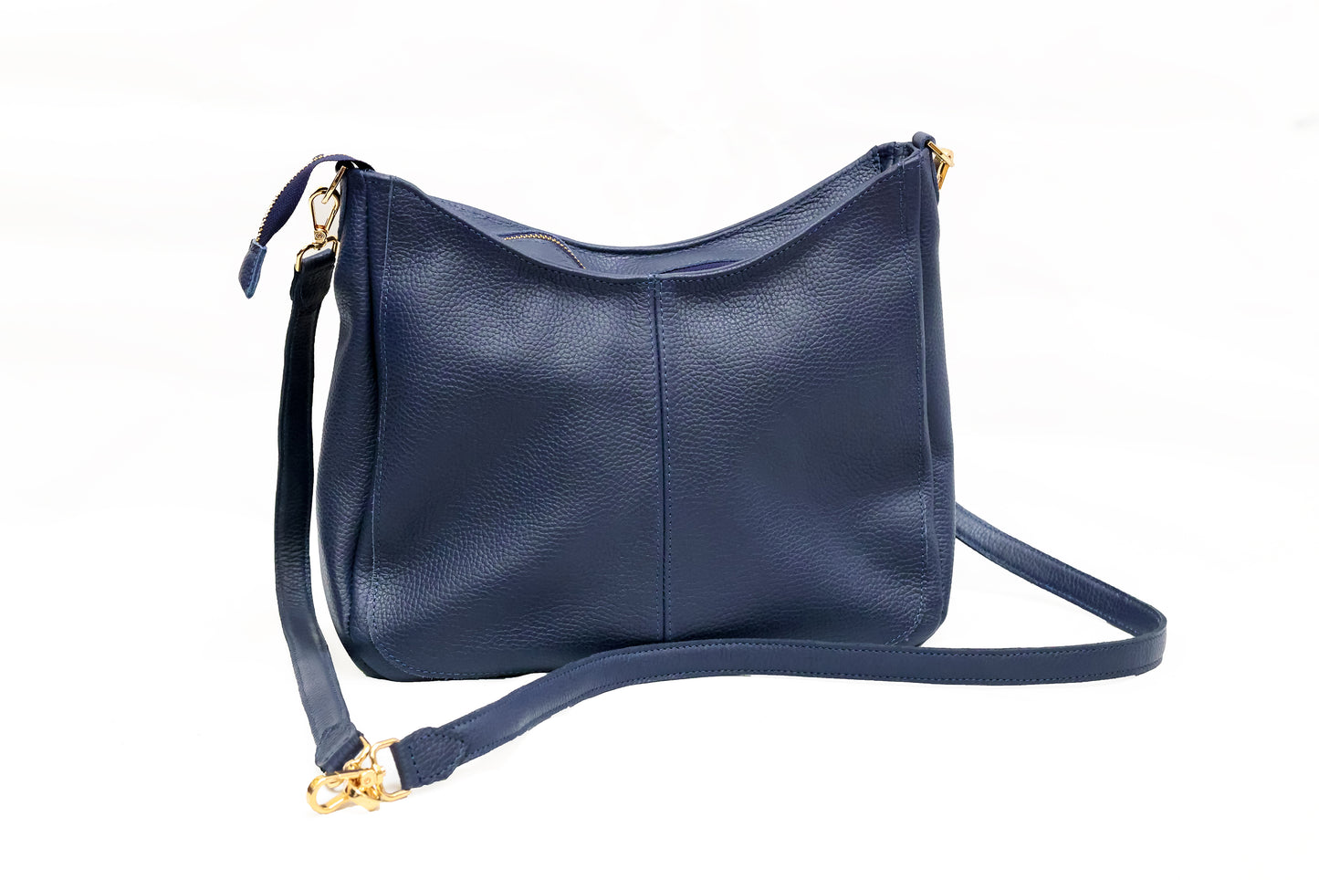 Kira shoulder bag in Navy blue natural dyed milled leather