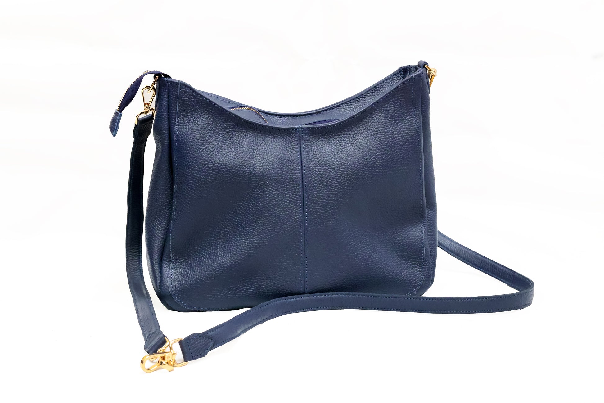 Kira shoulder bag in Navy blue natural dyed milled leather