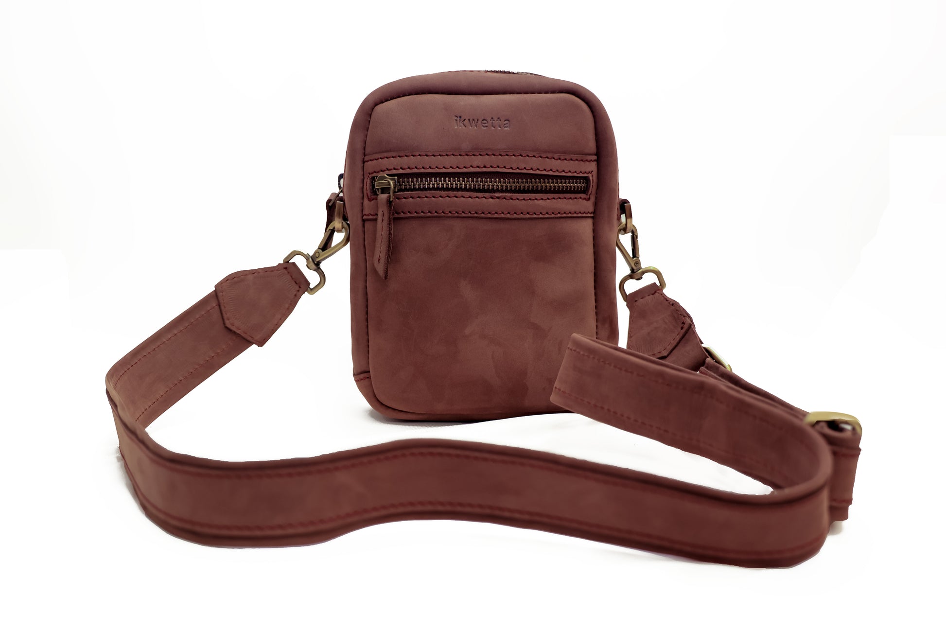 Men's crossbody  bag in  hunting suede with adjustable crossbody strap