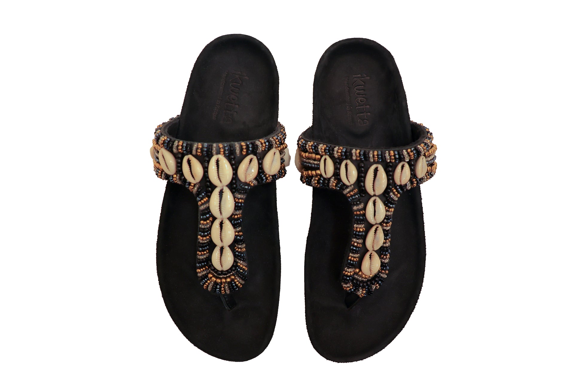 Ayana black cork sandal with cork footbed and beaded upper
