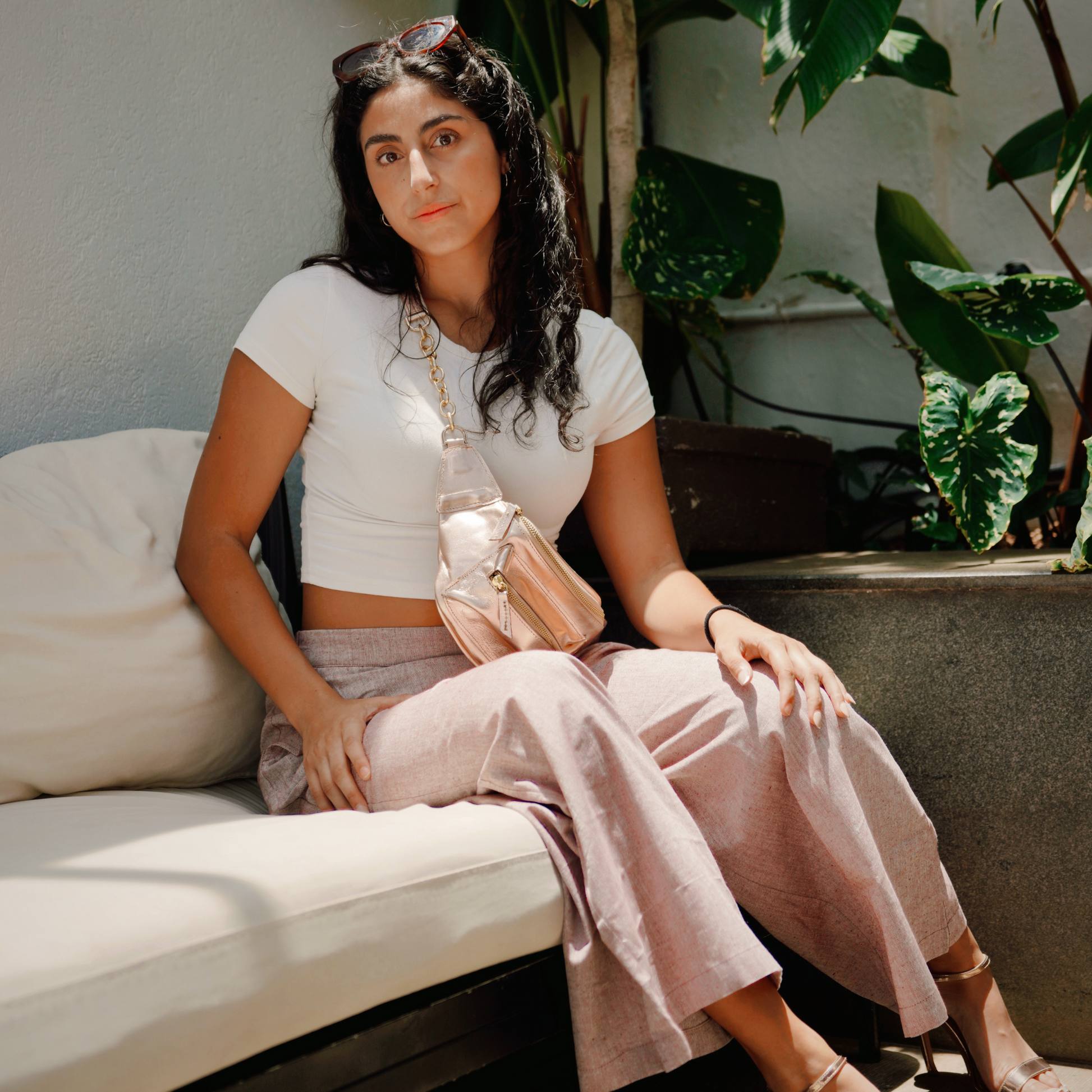 Rose Gold Fanny pack Genuine leather