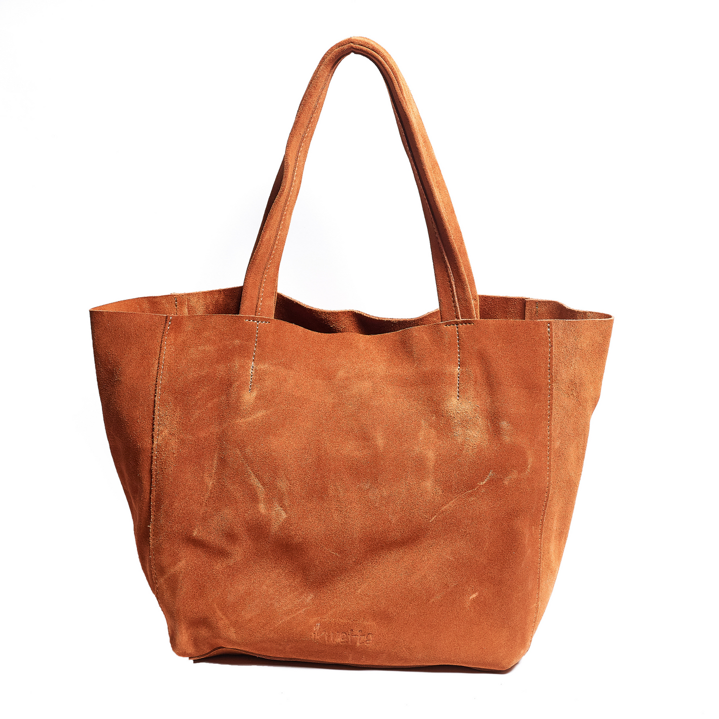 vera unlined tote in tan split suede
