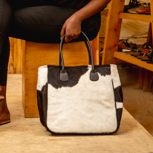 Dixie bag handcrafted with hair on leather