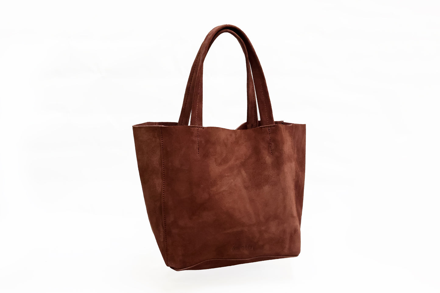 vera unlined tote in brown hunting suede