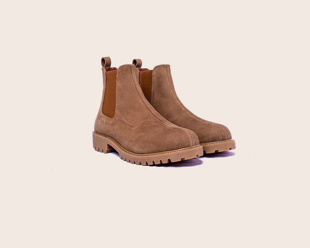 Aspen chelsea boots in tan nubuck leather and aspen soles
