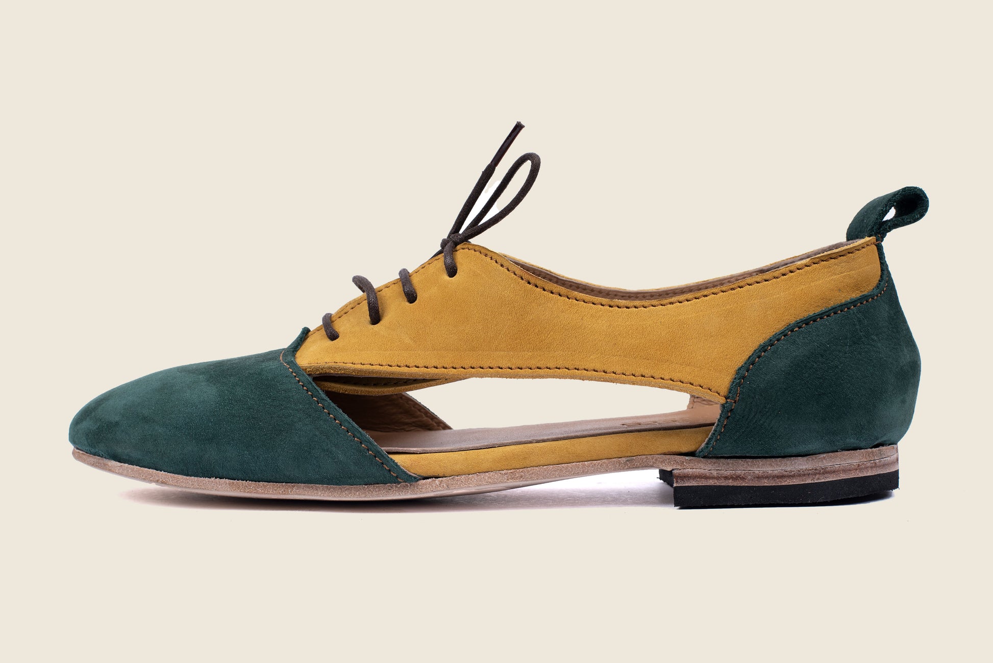 Alicia air with green and yellow hunting suede