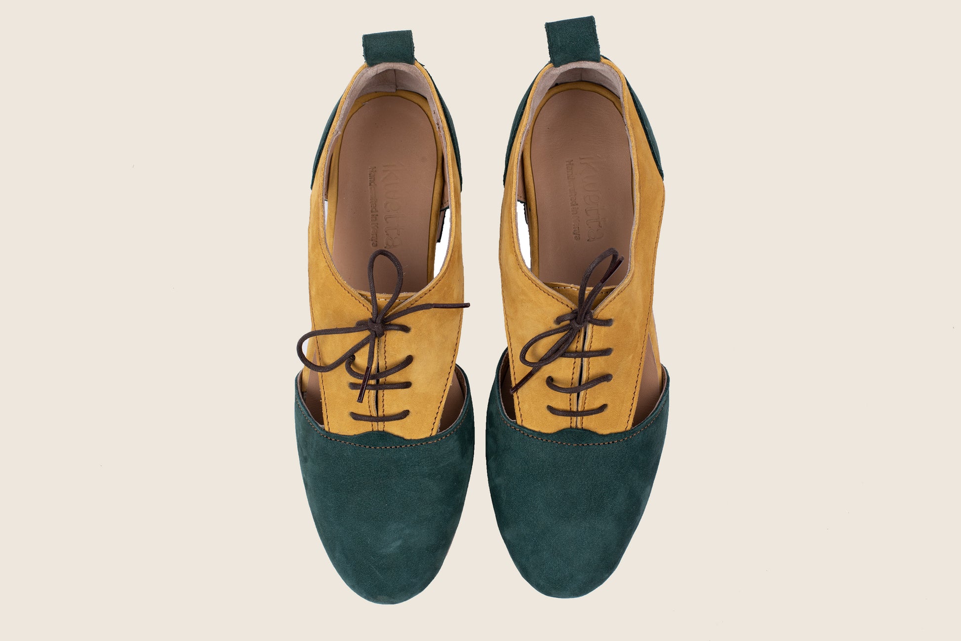 Alicia air with green and yellow hunting suede