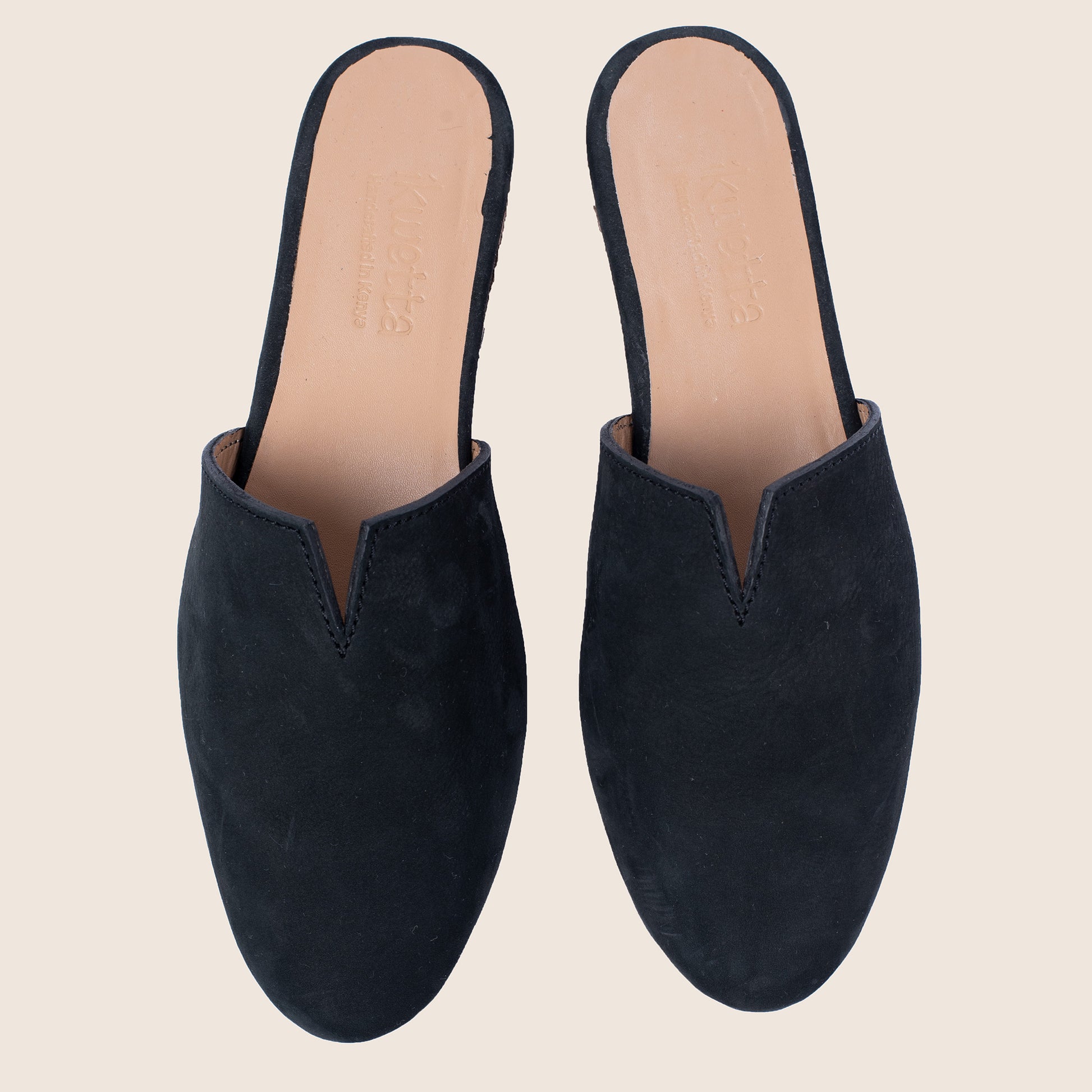 Maya mule in black hunting suede