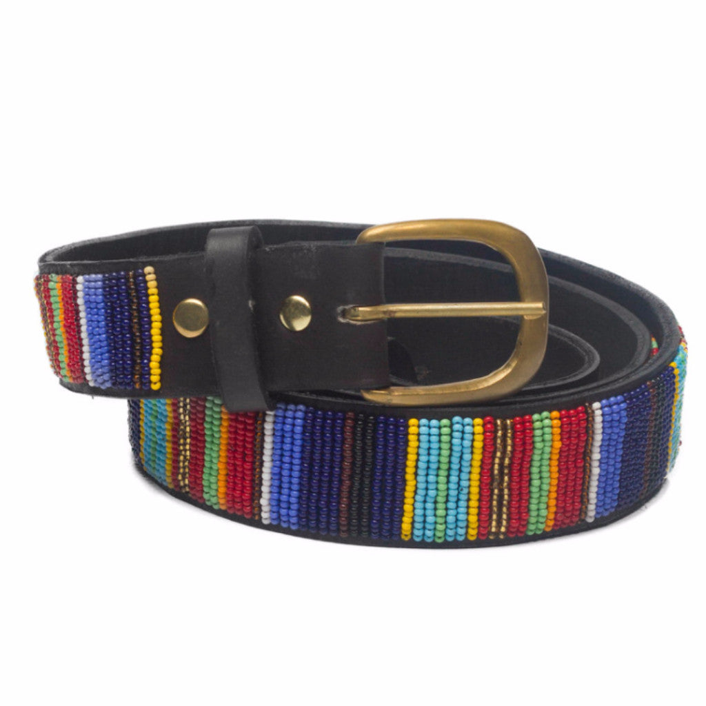 Beaded Leather Belt