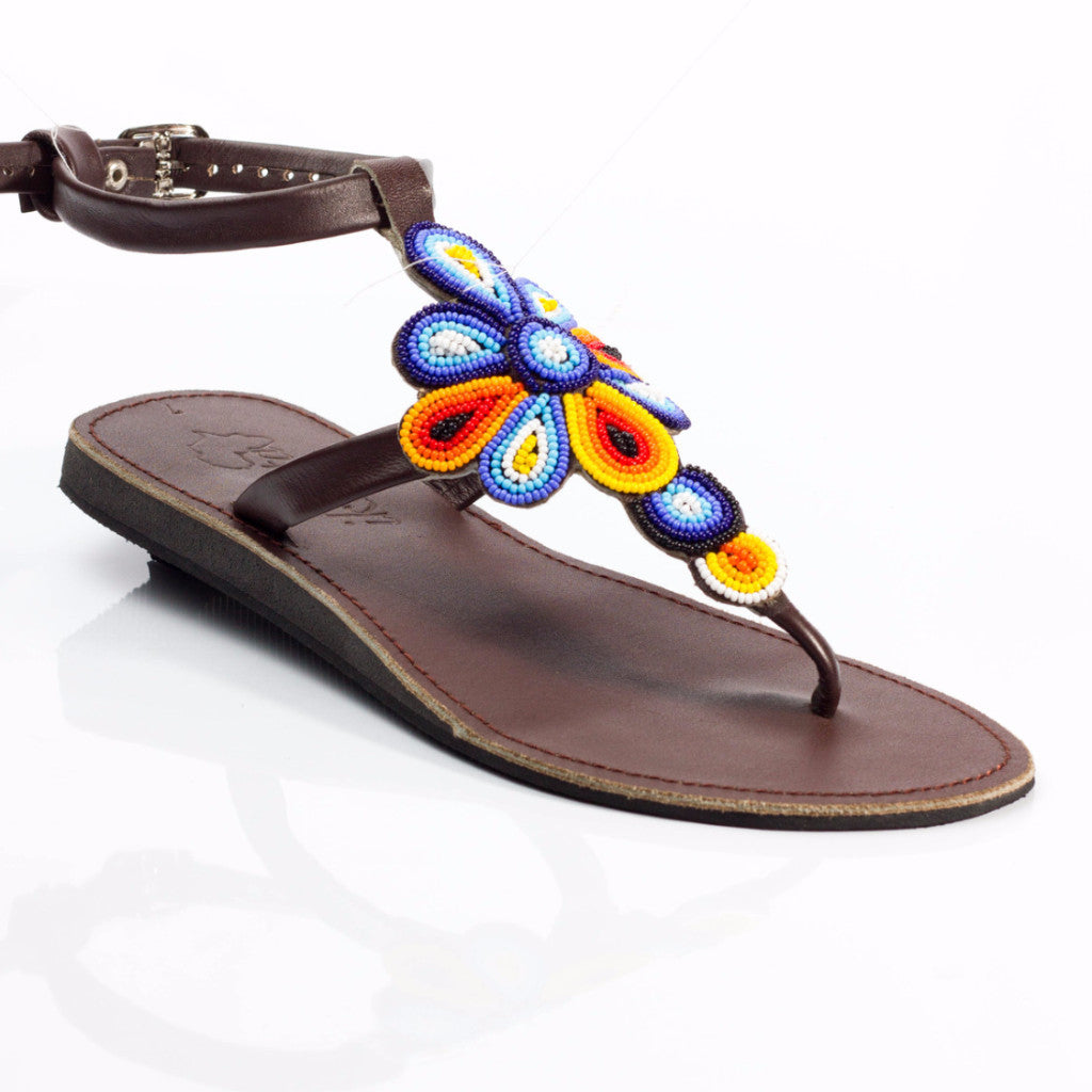 Handmade AfriCali Vacay Sandals - Leather sandals handmade by artisans in Kenya - One of a kind -Unique Genuine Leather Sandals